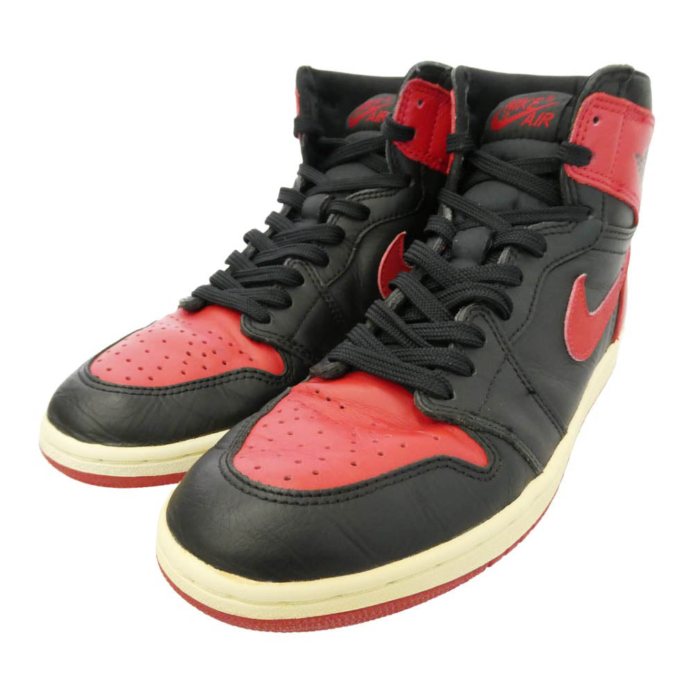 NIKE ナイキ 130207-061 【フェイクバスターズ鑑定済】【鑑賞用】94年復刻 AIR JORDAN 1 HIGH BRED AJ1 エアジョーダン ハイ ブレッド スニーカー レッド系 ブラック系 27cm【中古】