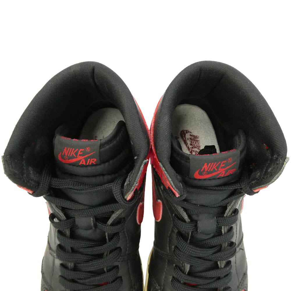 NIKE ナイキ 130207-061 【フェイクバスターズ鑑定済】【鑑賞用】94年復刻 AIR JORDAN 1 HIGH BRED AJ1 エアジョーダン ハイ ブレッド スニーカー レッド系 ブラック系 27cm【中古】