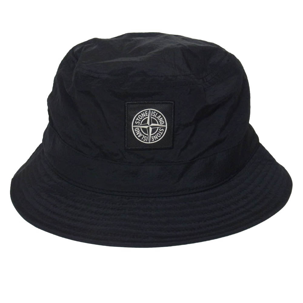 STONE ISLAND ストーンアイランド 23AW 791599376 BUCKET HAT コンパス ロゴ ナイロン バケットハット 帽子 ブラック系 XL【中古】