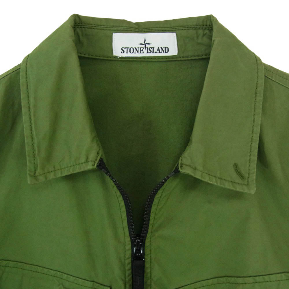 STONE ISLAND ストーンアイランド 22AW 771510910 Patch Pocket Overshirt Jacket ポケット ジップ アップ シャツ ジャケット グリーン系 L【中古】
