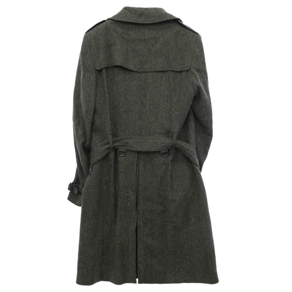 BURBERRY LONDON バーバリー ロンドン WOOL TWEED TRENCH COAT ウール ツイード トレンチ コート ダークグレー系 48【中古】