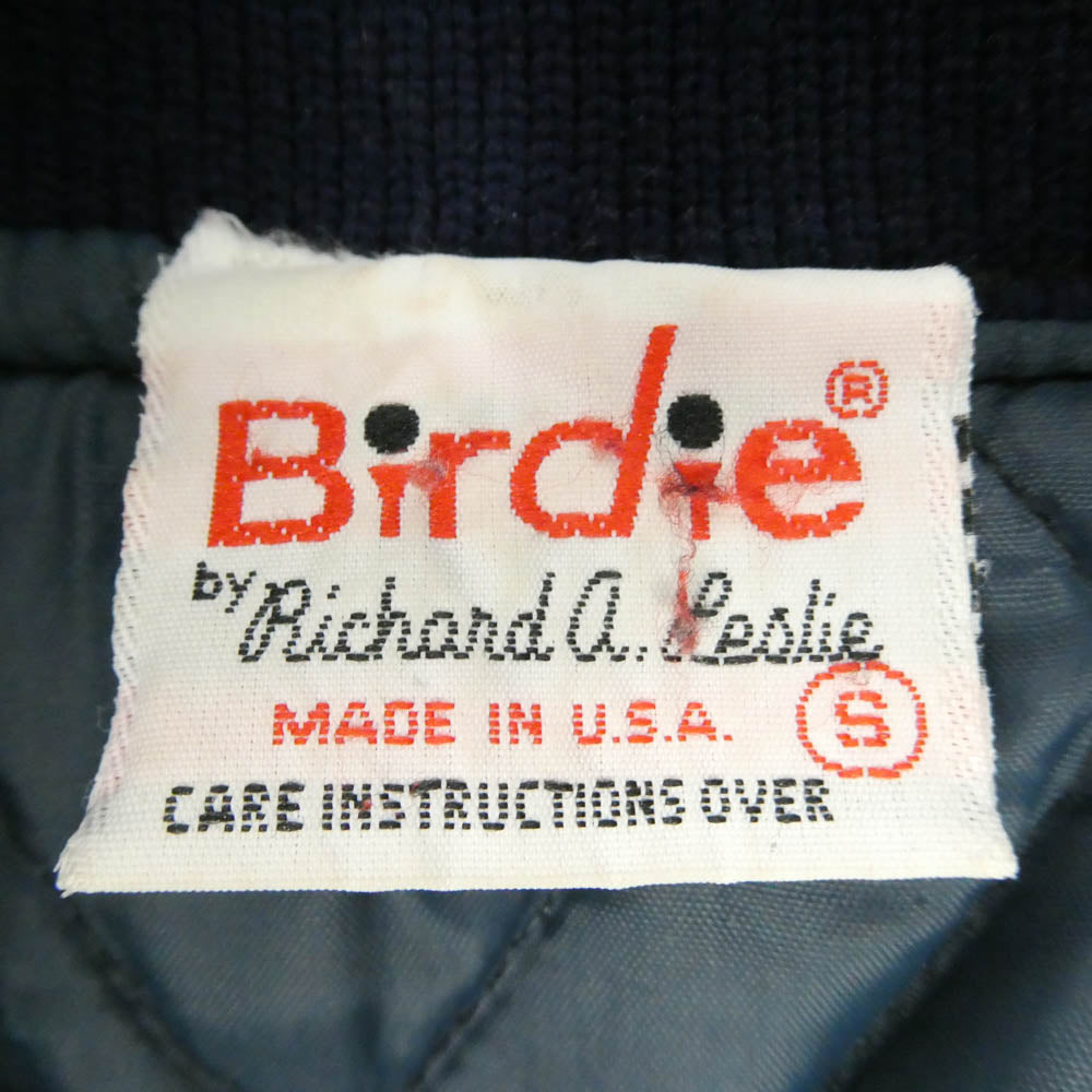 ヴィンテージ 80s USA製 birdie ナイロン ジャケット スタジャン ネイビー系 S【中古】