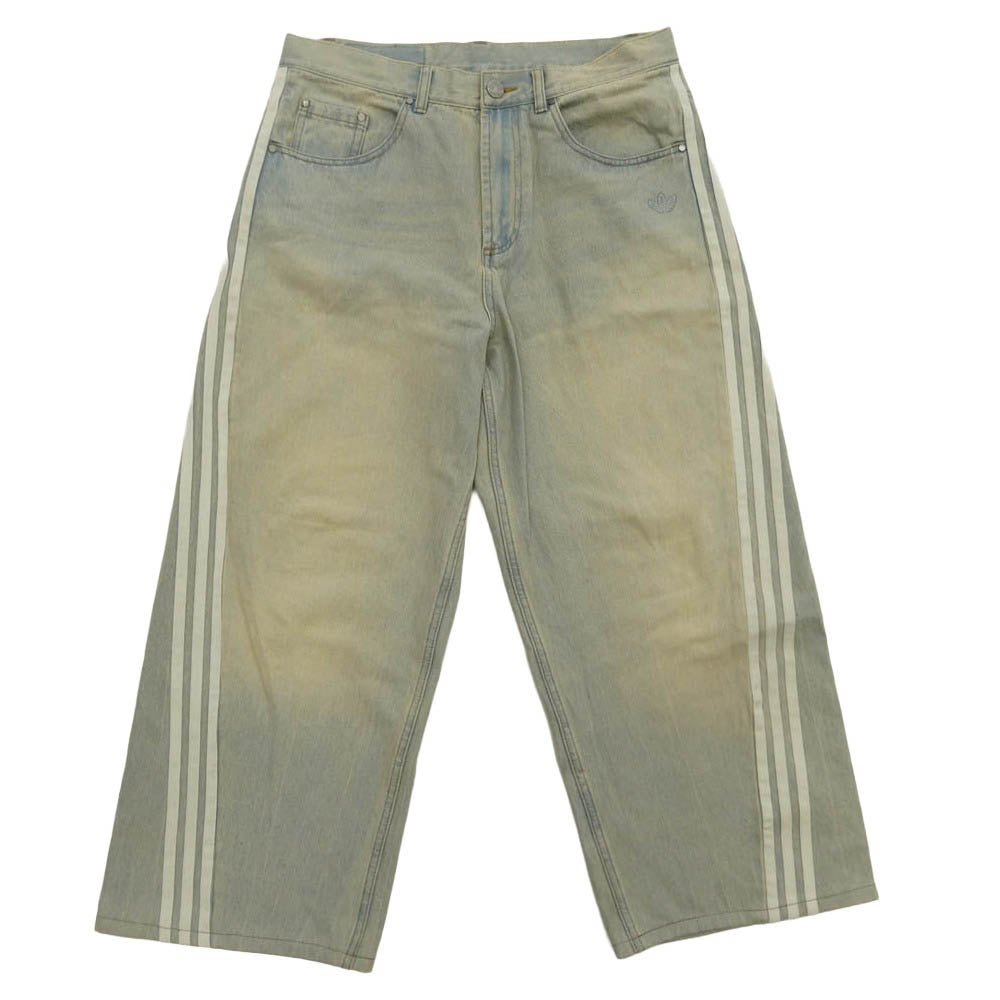 adidas アディダス LOOSE FIT DENIM PANTS シーズン3 ルーズフィット サイドライン デニム パンツ インディゴブルー系 32【中古】