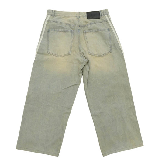 adidas アディダス LOOSE FIT DENIM PANTS シーズン3 ルーズフィット サイドライン デニム パンツ インディゴブルー系 32【中古】