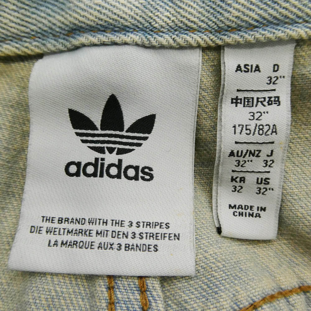 adidas アディダス LOOSE FIT DENIM PANTS シーズン3 ルーズフィット サイドライン デニム パンツ インディゴブルー系 32【中古】