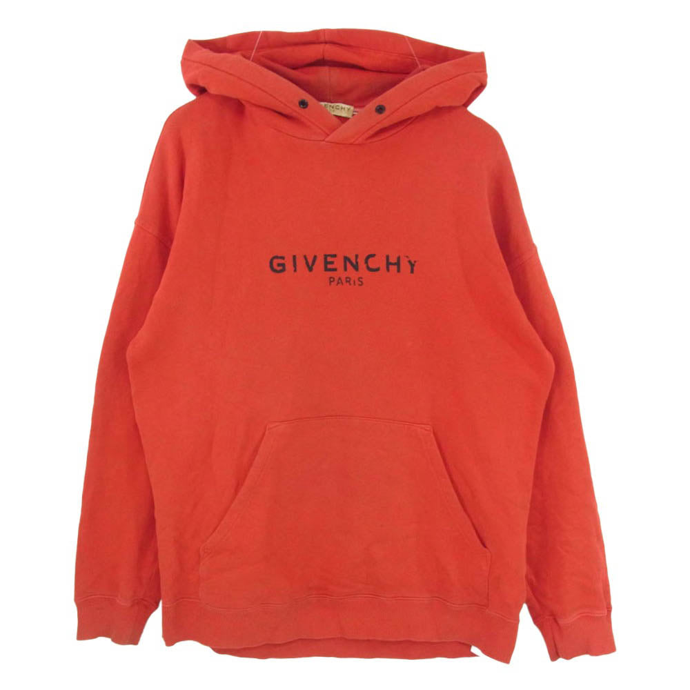 GIVENCHY ジバンシィ BM700R30AF ロゴ プリント コットン プルオーバー パーカー フーディー スウェット レッド系 S【中古】