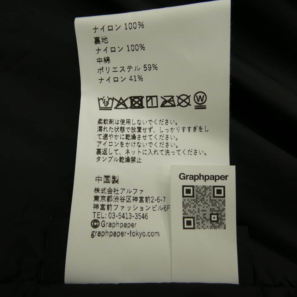 GRAPHPAPER グラフペーパー 26AW GM263-30281 PERTEX QUANTUM AIR Light Thermo Blouson ライト ブルゾン ジャケット ブラック系 2【美品】【中古】