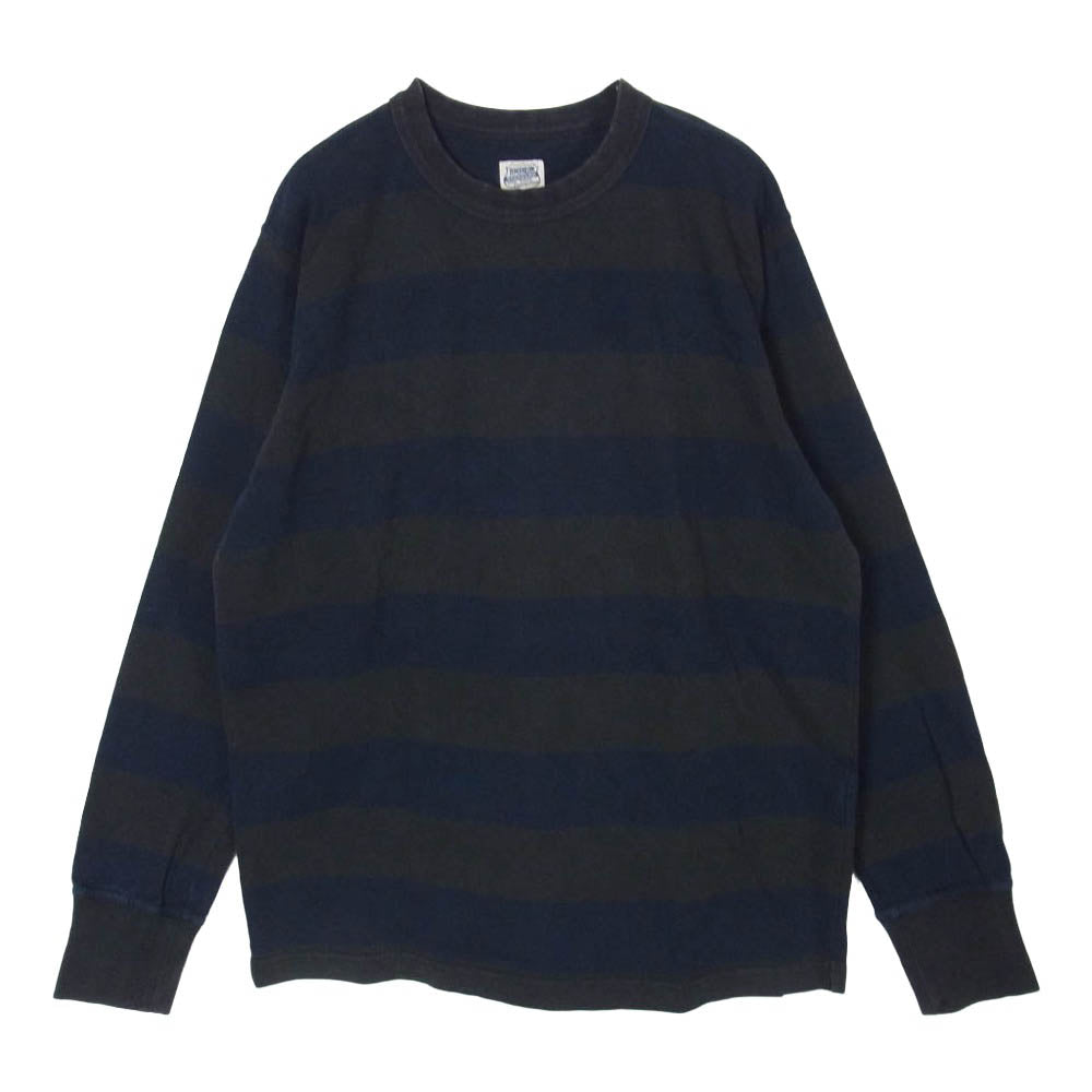 TENDERLOIN テンダーロイン ボーダー 長袖 Tシャツ カットソー ブラック系 ネイビー系 S【中古】