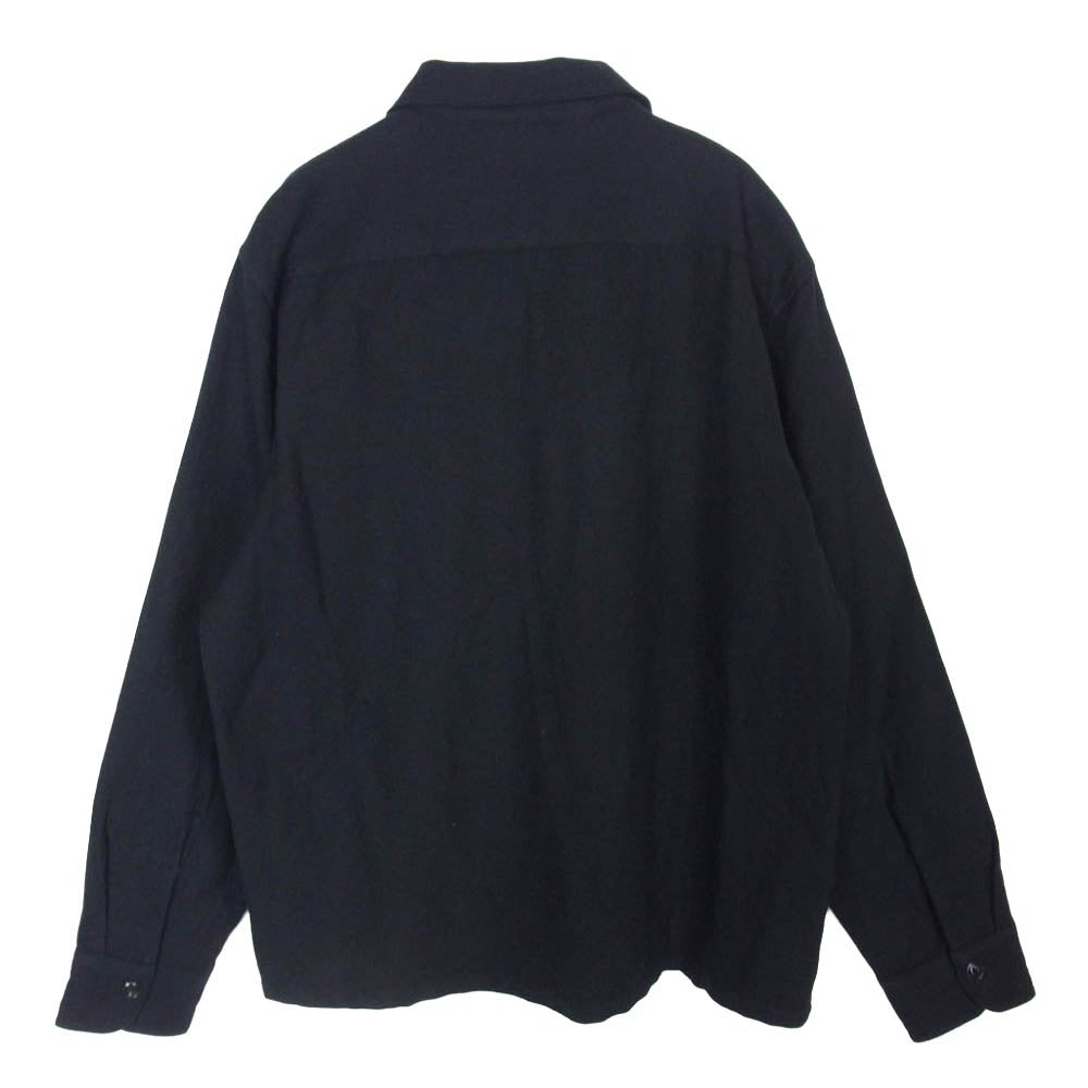 TENDERLOIN テンダーロイン T-WOOL SHT チェーン刺繍 ロゴ オープンカラー 開襟 長袖 ウール シャツ ブラック系 M【中古】