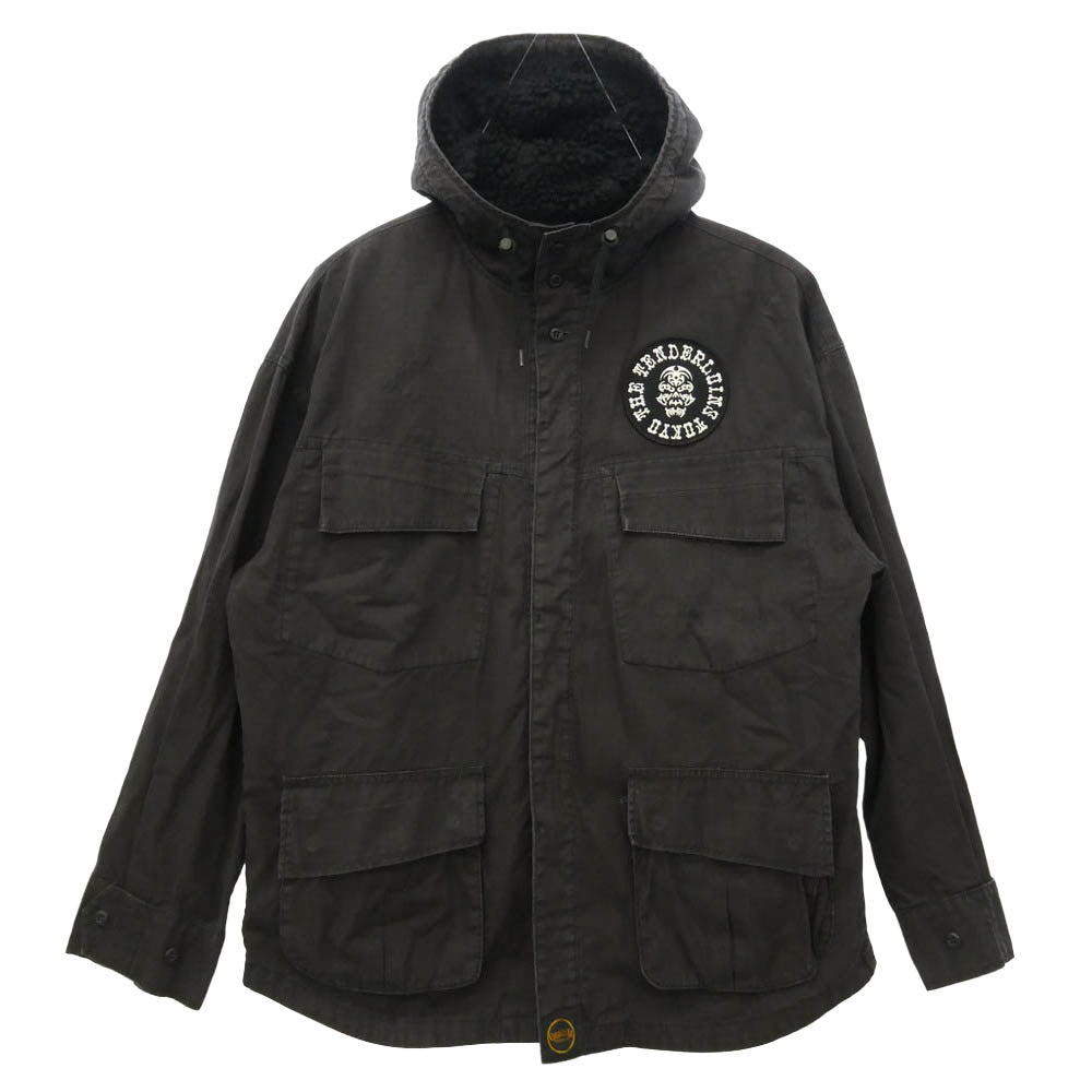 TENDERLOIN テンダーロイン RIP STO BDU HOODED ボルネオスカル ワッペン ボアライナー付き リップストップ フーデッド ジャケット チャコール系 M【中古】