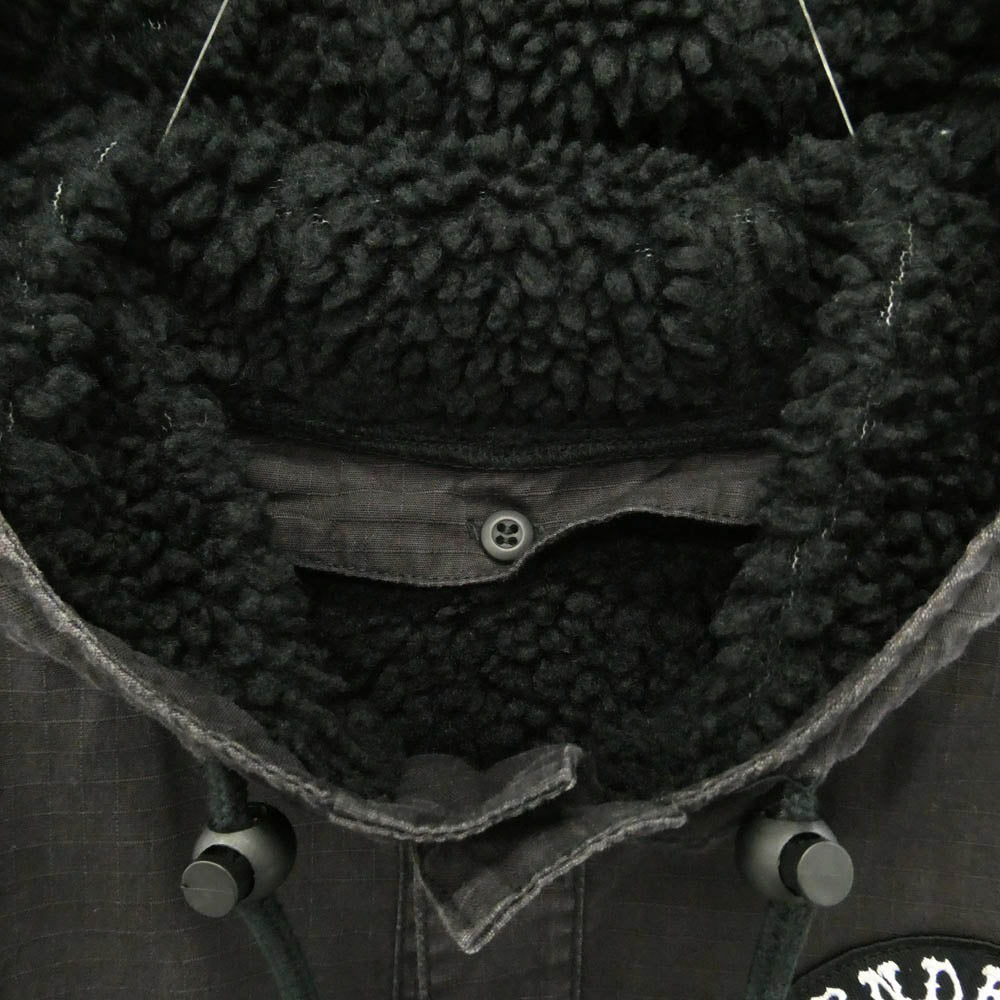 TENDERLOIN テンダーロイン RIP STO BDU HOODED ボルネオスカル ワッペン ボアライナー付き リップストップ フーデッド ジャケット チャコール系 M【中古】