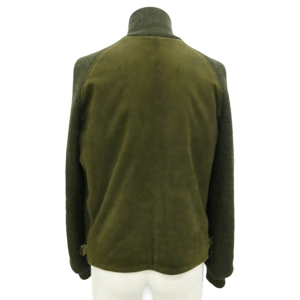TENDERLOIN テンダーロイン T-WORK LONG JKT ウール ニット切替 ワーク ロング スエード ジャケット モスグリーン系 M【中古】