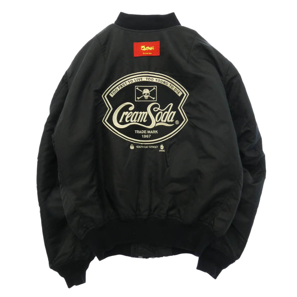 CREAM SODA クリームソーダ MA1 サテン ミリタリー ジャケット ブラック系 L【中古】