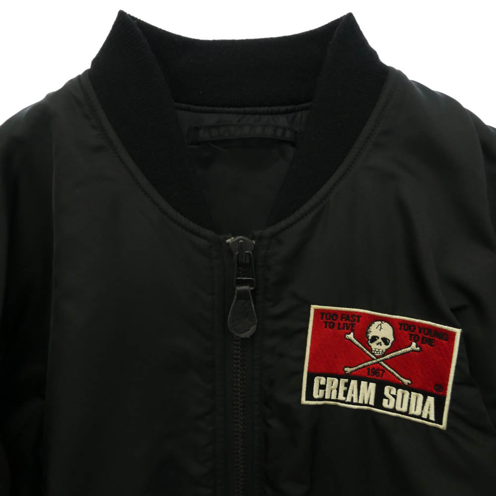 CREAM SODA クリームソーダ MA1 サテン ミリタリー ジャケット ブラック系 L【中古】