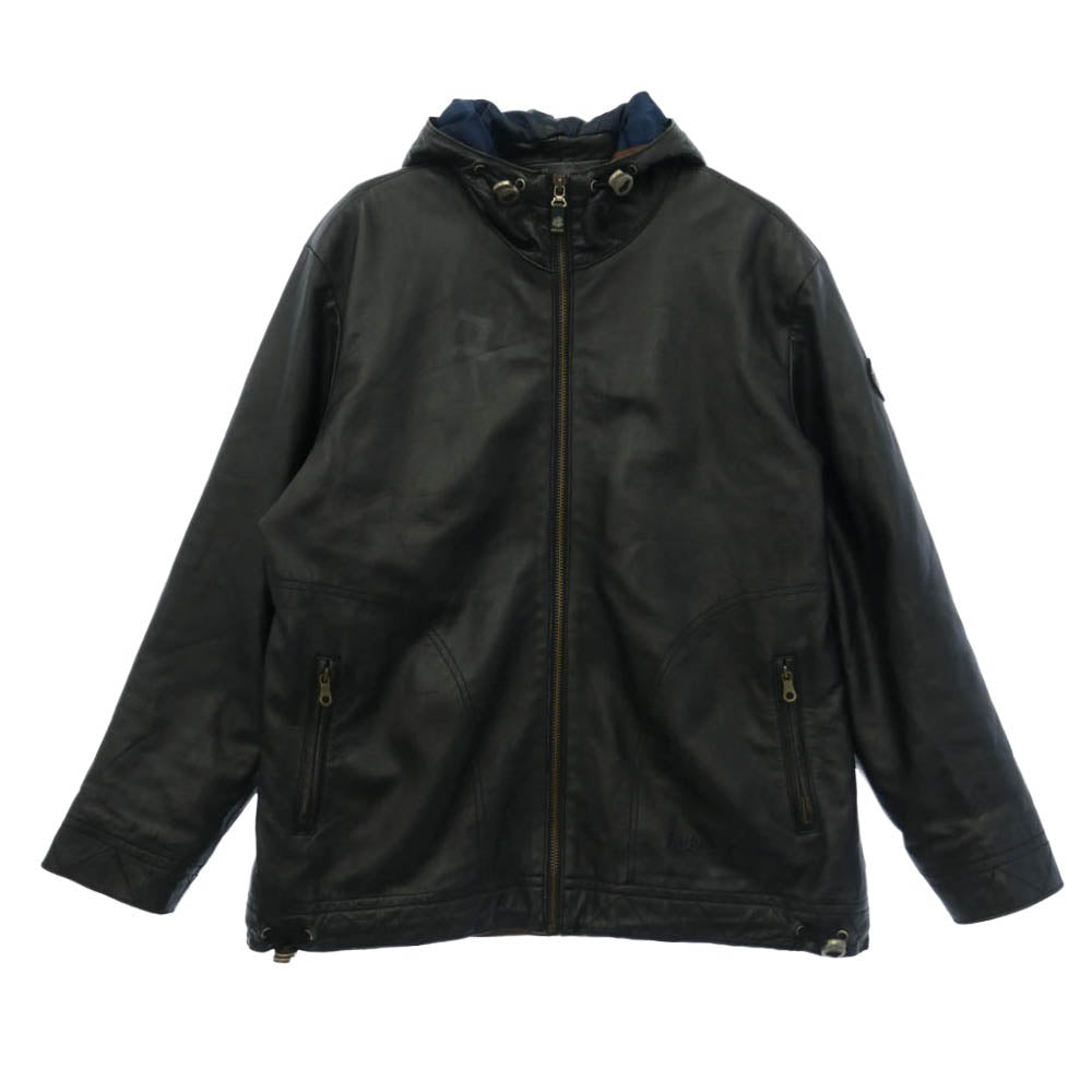 シナコバ 7453030 シープスキン レザー フーデッド ジャケット ブラック系 L【中古】