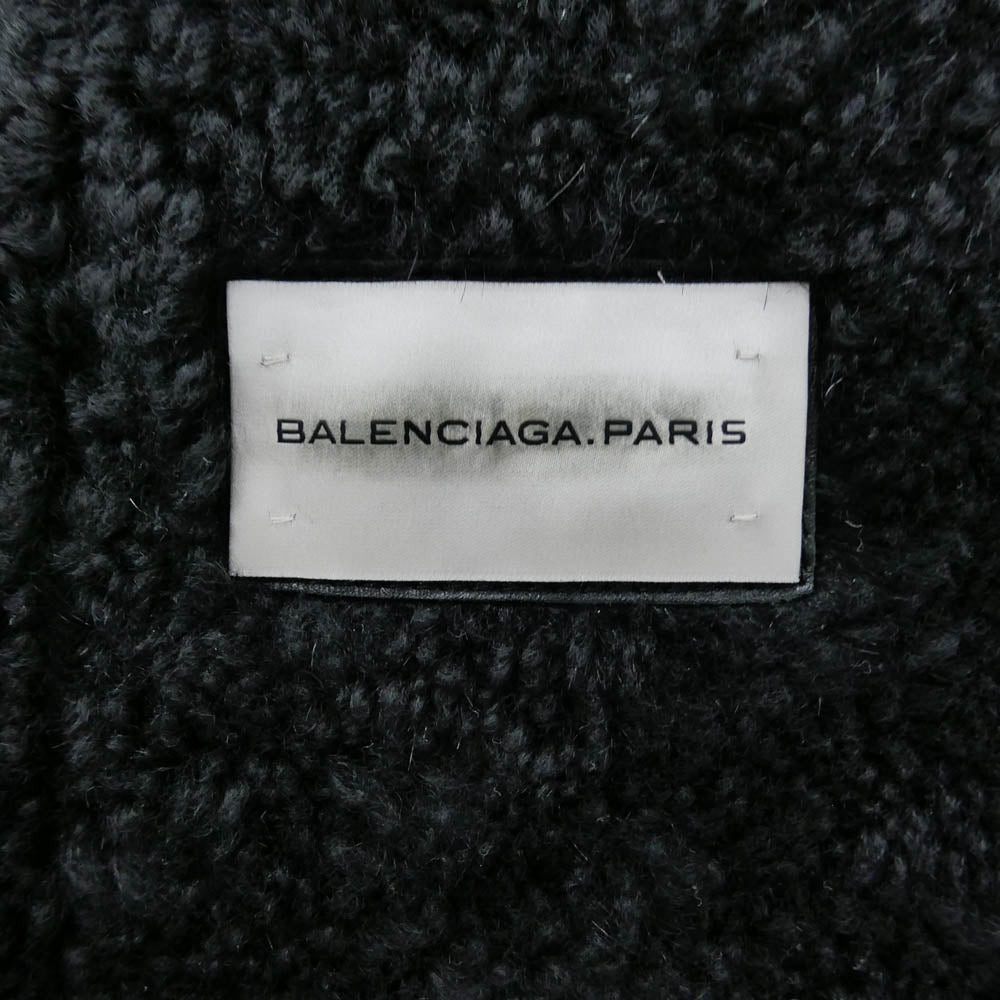 BALENCIAGA バレンシアガ 205058 TP964 ニコラゲスキエール期 ラムレザー 2WAYカラー 羊革 裏地ボア ムートン ジャケット ブラック系 44【中古】