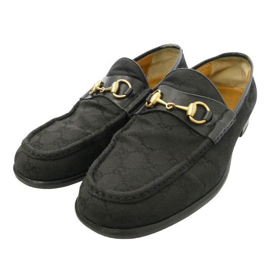 GUCCI グッチ 110 0009 GGキャンバス ホースビット ローファー ブラック系 43.5E【中古】