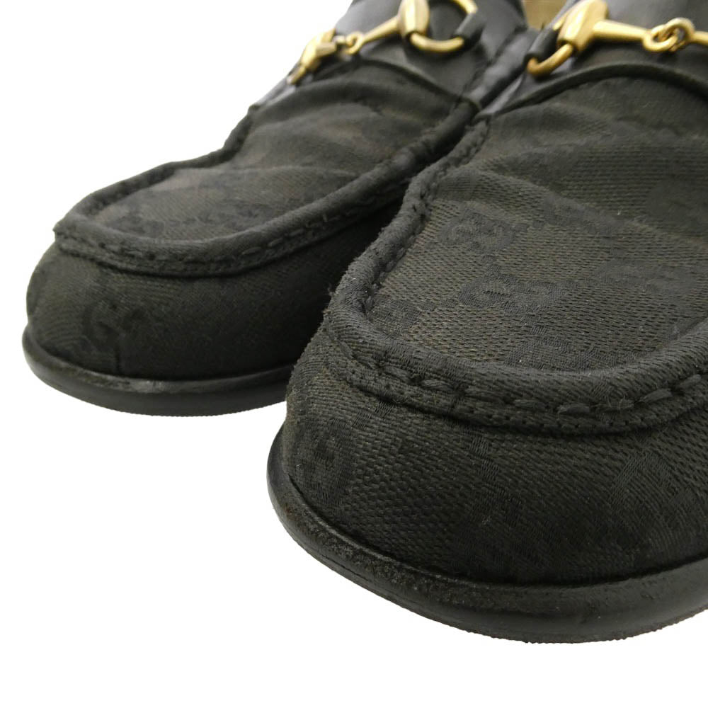 GUCCI グッチ 110 0009 GGキャンバス ホースビット ローファー ブラック系 43.5E【中古】