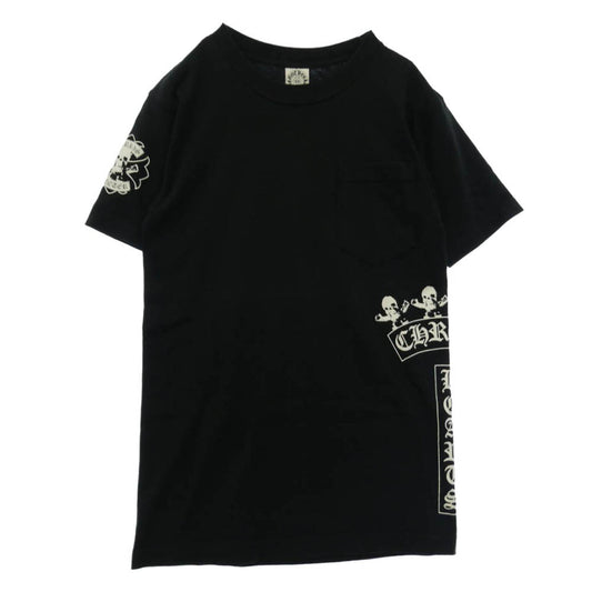 CHROME HEARTS クロムハーツ（原本無） FOTI Harris Teeter Print T Bar Logo Tee オールド フォティ・ハリスティーター プリント Tバ－ ロゴ 半袖 Tシャツ カットソー ブラック系 S【中古】