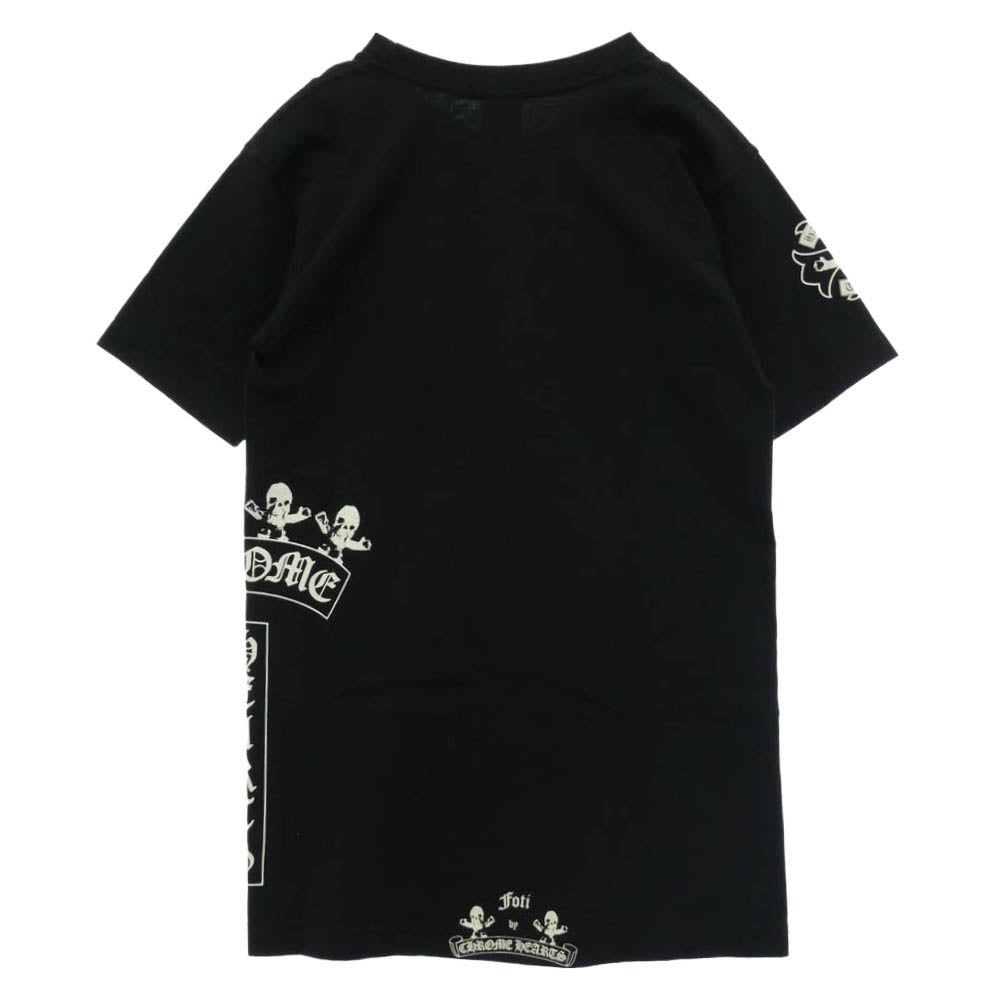 CHROME HEARTS クロムハーツ（原本無） FOTI Harris Teeter Print T Bar Logo Tee オールド フォティ・ハリスティーター プリント Tバ－ ロゴ 半袖 Tシャツ カットソー ブラック系 S【中古】