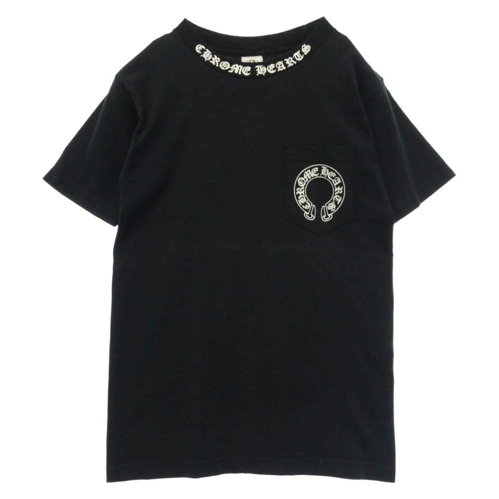 CHROME HEARTS クロムハーツ（原本無） OLD FLORAL T-SHIRT オールド バックフローラルクロス ネックロゴ 半袖 Tシャツ ブラック系 S【中古】