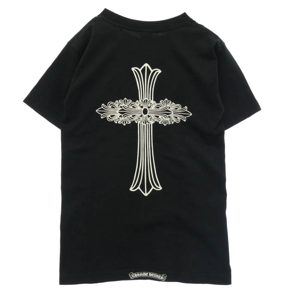 CHROME HEARTS クロムハーツ（原本無） OLD FLORAL T-SHIRT オールド バックフローラルクロス ネックロゴ 半袖 Tシャツ ブラック系 S【中古】