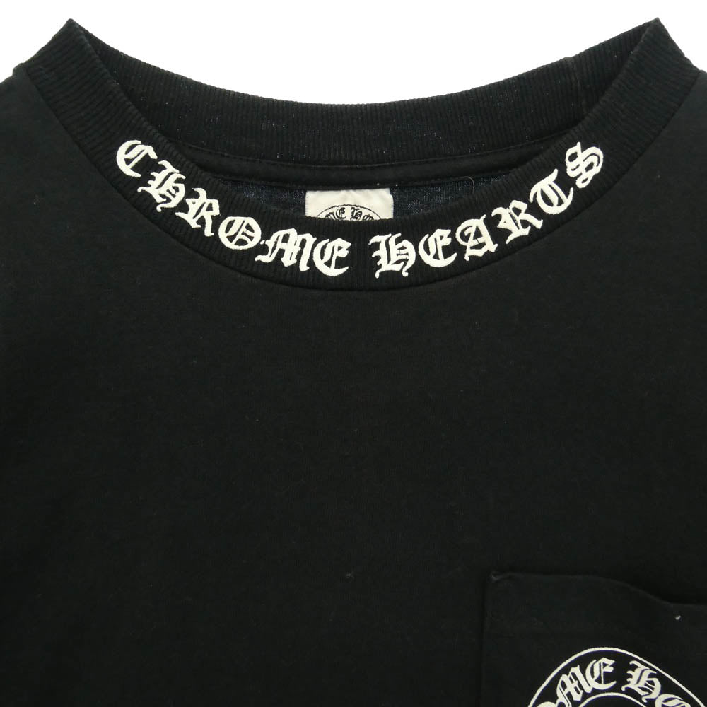 CHROME HEARTS クロムハーツ（原本無） OLD FLORAL T-SHIRT オールド バックフローラルクロス ネックロゴ 半袖 Tシャツ ブラック系 S【中古】