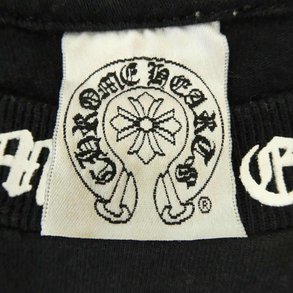 CHROME HEARTS クロムハーツ（原本無） OLD FLORAL T-SHIRT オールド バックフローラルクロス ネックロゴ 半袖 Tシャツ ブラック系 S【中古】