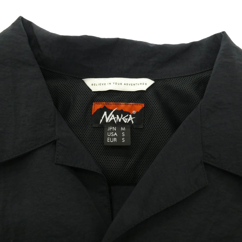 NANGA ナンガ NW2321-1H511 NYLON TUSSER OPEN COLLAR SHIRT ナイロン タッサー オープン カラー 半袖 シャツ ブラック系 M【中古】