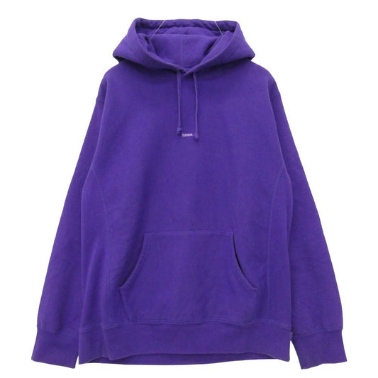 Supreme シュプリーム 19AW Micro Logo Hooded Sweatshirt マイクロロゴ フーデッド スウェットシャツ パーカー フーディー パープル系 L【中古】