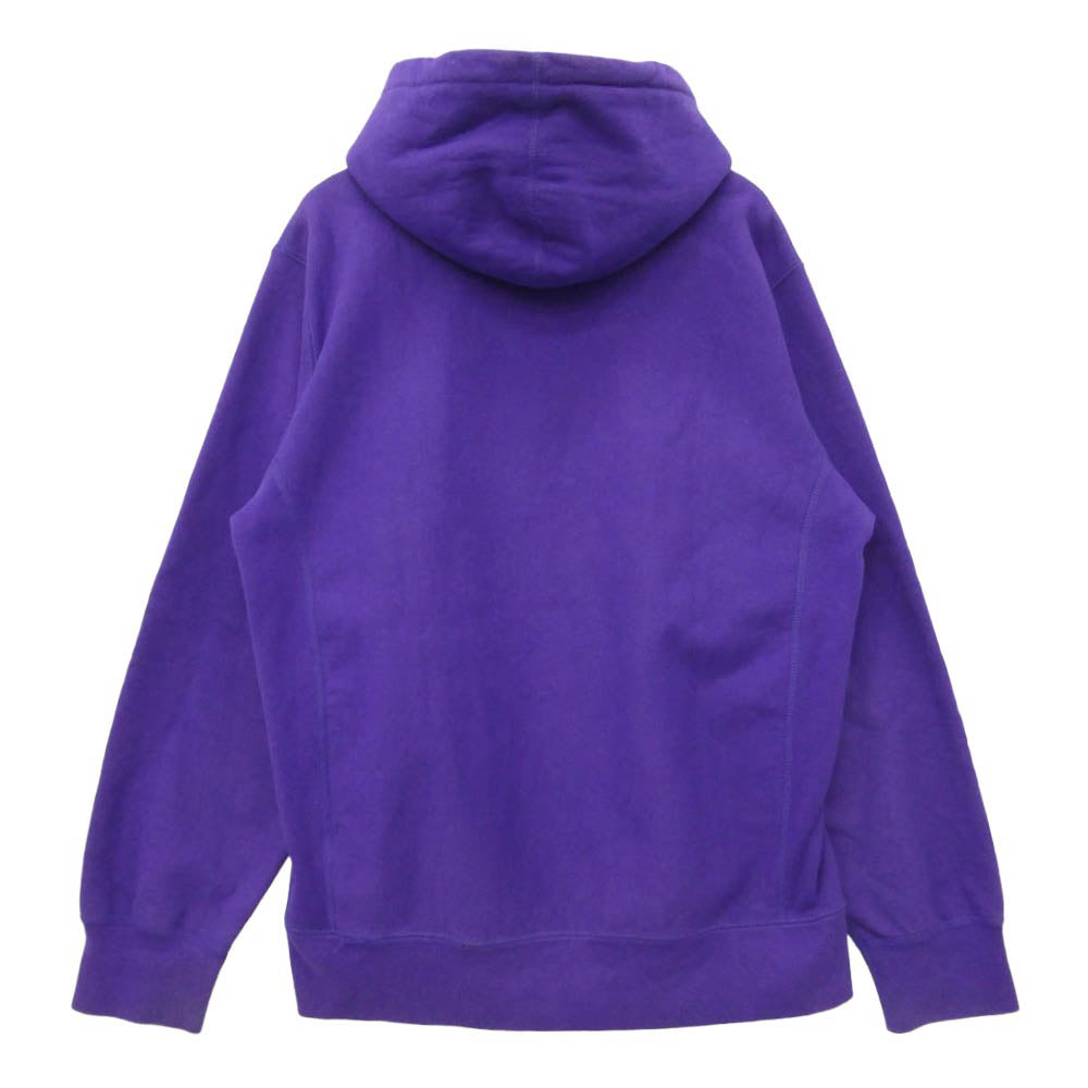 Supreme シュプリーム 19AW Micro Logo Hooded Sweatshirt マイクロロゴ フーデッド スウェットシャツ パーカー フーディー パープル系 L【中古】