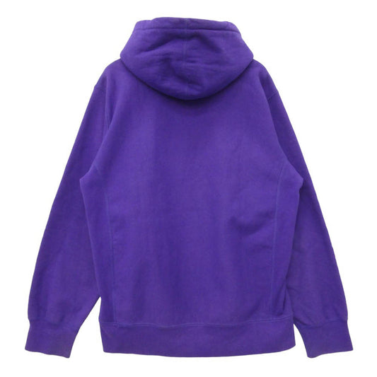 Supreme シュプリーム 19AW Micro Logo Hooded Sweatshirt マイクロロゴ フーデッド スウェットシャツ パーカー フーディー パープル系 L【中古】