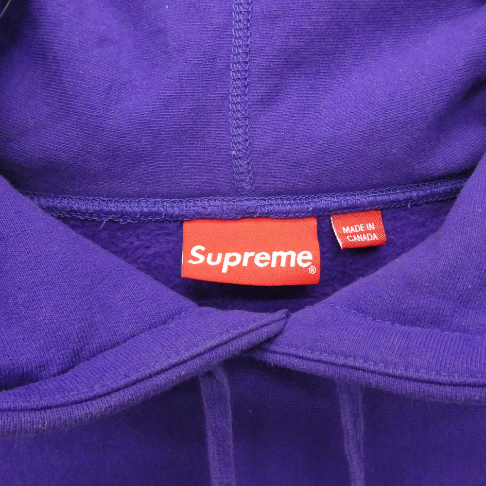 Supreme シュプリーム 19AW Micro Logo Hooded Sweatshirt マイクロロゴ フーデッド スウェットシャツ パーカー フーディー パープル系 L【中古】