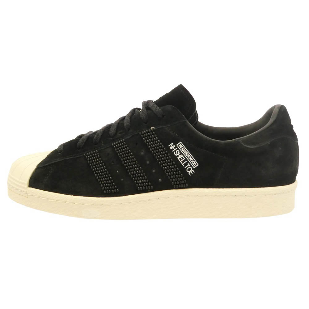 NEIGHBORHOOD ネイバーフッド adidas アディダス 14AW M25785 × adidas アディダス NH SHELLTOE シェルトゥ ローカット スニーカー ブラック系 オフホワイト系 27.5cm【極上美品】【中古】