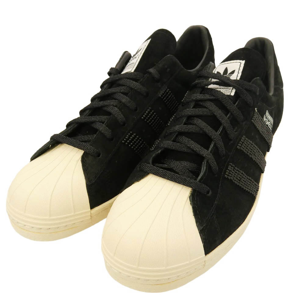 NEIGHBORHOOD ネイバーフッド adidas アディダス 14AW M25785 × adidas アディダス NH SHELLTOE シェルトゥ ローカット スニーカー ブラック系 オフホワイト系 27.5cm【極上美品】【中古】