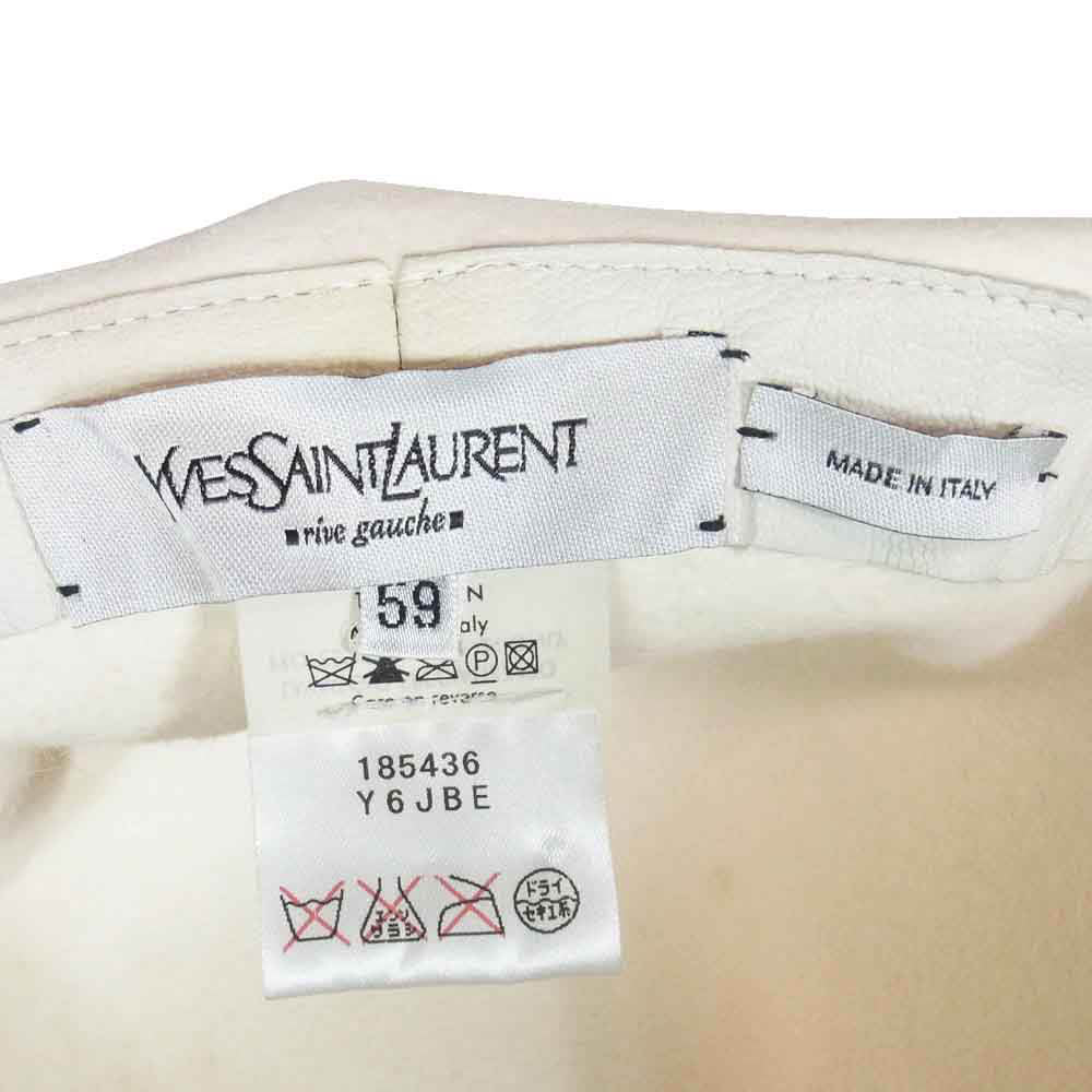 YVES SAINT LAURENT イヴサンローラン 185436 Y6JBE ラビット ファー チェーン付き ハット 帽子 ホワイト系【中古】