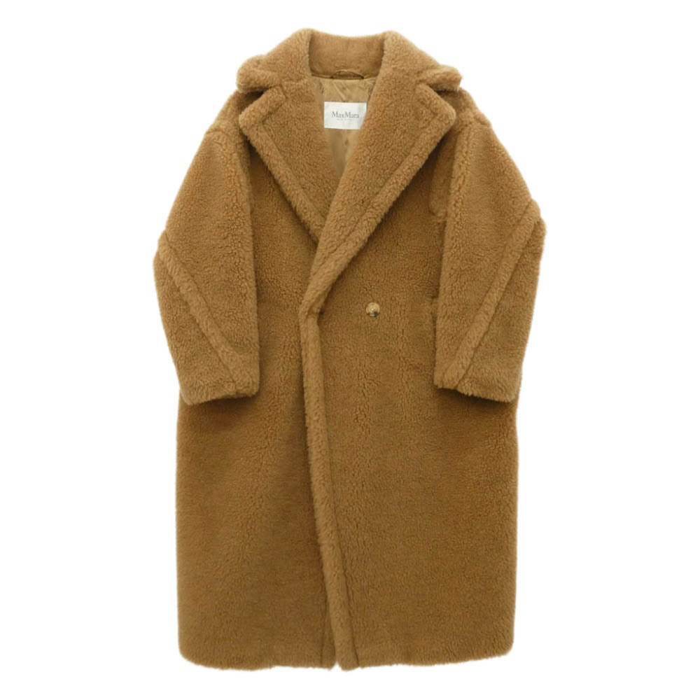 MAX MARA マックスマーラ 101606296 シルク テディベア アイコン ボア コート ブラウン系 S【美品】【中古】