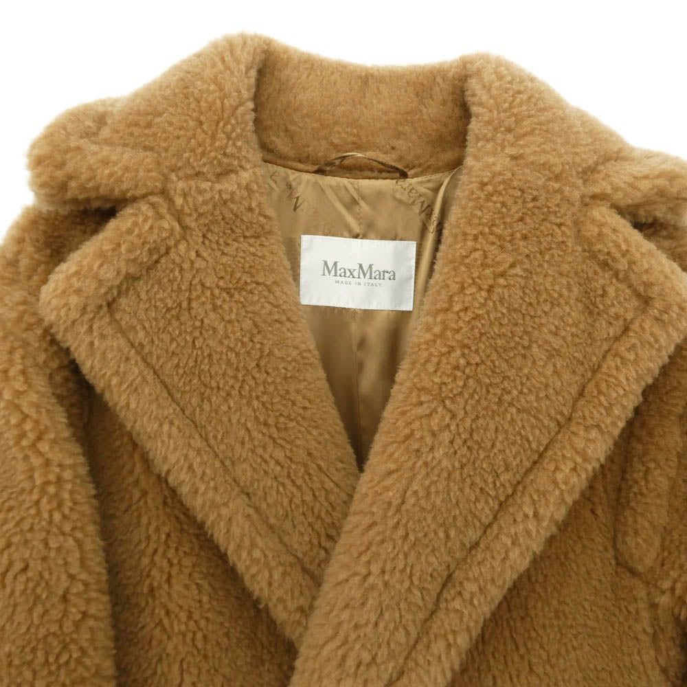 MAX MARA マックスマーラ 101606296 シルク テディベア アイコン ボア コート ブラウン系 S【美品】【中古】