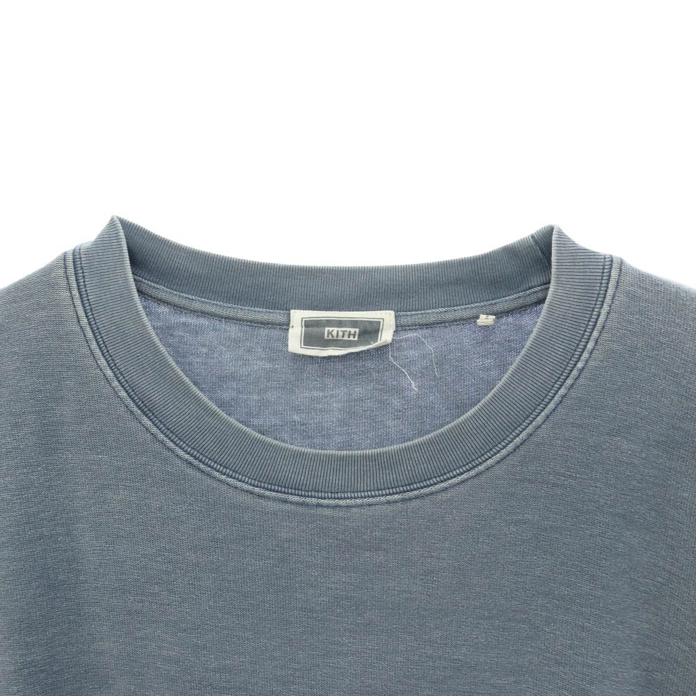 KITH キス 20AW Paneled L/S Tee ウォッシュ加工 パナルド ボックスロゴ ロングスリーブ Tシャツ 長袖 カットソー ライトブルー系 L【中古】