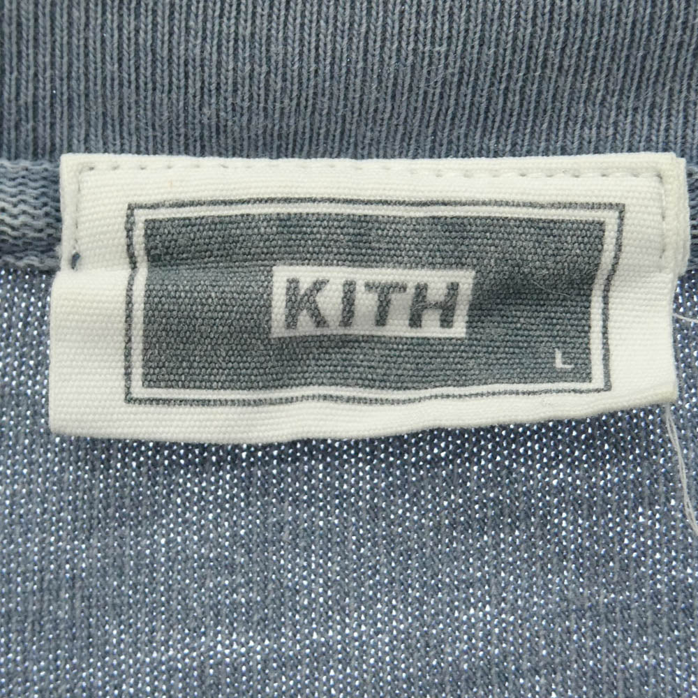 KITH キス 20AW Paneled L/S Tee ウォッシュ加工 パナルド ボックスロゴ ロングスリーブ Tシャツ 長袖 カットソー ライトブルー系 L【中古】
