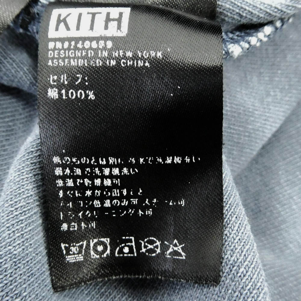 KITH キス 20AW Paneled L/S Tee ウォッシュ加工 パナルド ボックスロゴ ロングスリーブ Tシャツ 長袖 カットソー ライトブルー系 L【中古】