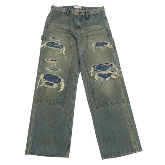 SUGARHILL シュガーヒル 26SS 26440433 DISTRESSED MODERN DENIM PAINTER ダメージ加工 ダブルニー ペインター デニム パンツ ライトブルー系 34【美品】【中古】
