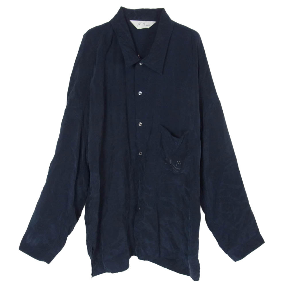 ANCELLM アンセルム 26SS ANC-SH78 EMBROIDERED SOUVENIR SHIRT ロゴ 龍 刺繍 スーベニア 長袖 シャツ ダークネイビー系 1【中古】