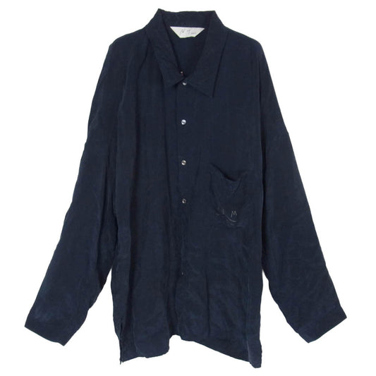 ANCELLM アンセルム 26SS ANC-SH78 EMBROIDERED SOUVENIR SHIRT ロゴ 龍 刺繍 スーベニア 長袖 シャツ ダークネイビー系 1【中古】