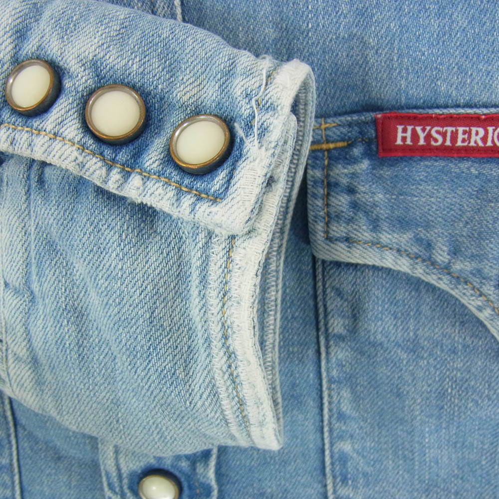 HYSTERIC GLAMOUR ヒステリックグラマー 02191AH10 刺繍 USED加工 デニム 長袖 ウエスタン シャツ インディゴブルー系 L【中古】