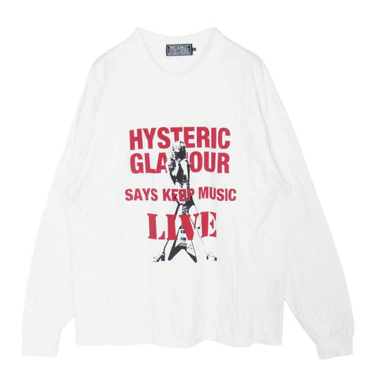 HYSTERIC GLAMOUR ヒステリックグラマー 02221CL01 KEEP MUSIC キープ ミュージック 長袖 Tシャツ カットソー ホワイト系 L【中古】