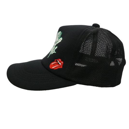 HYSTERIC GLAMOUR ヒステリックグラマー 02233QH08 THE ROLLING STONES GIRL SITTING RS LOGO メッシュ キャップ 帽子 ブラック系 FREE【中古】