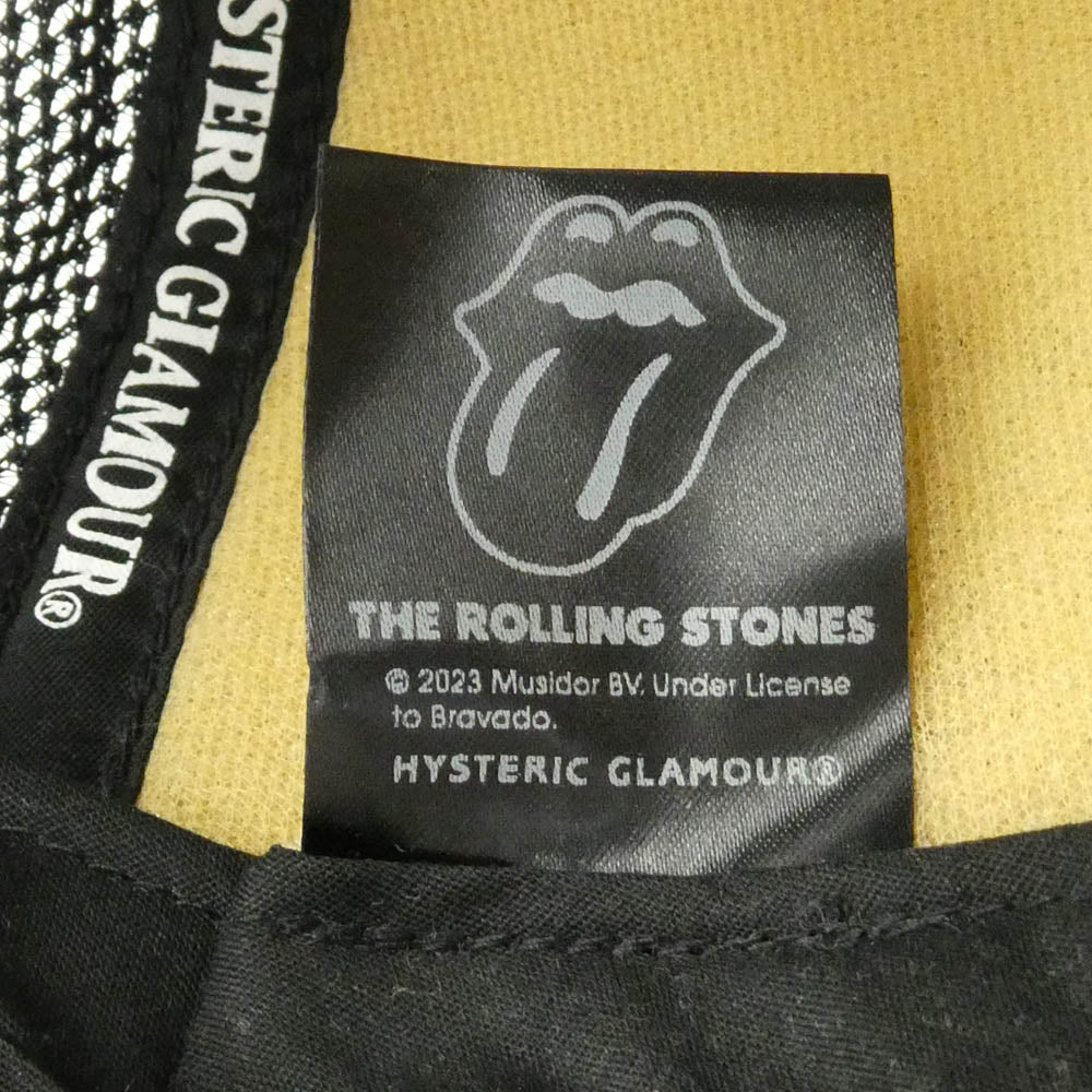 HYSTERIC GLAMOUR ヒステリックグラマー 02233QH08 THE ROLLING STONES GIRL SITTING RS LOGO メッシュ キャップ 帽子 ブラック系 FREE【中古】