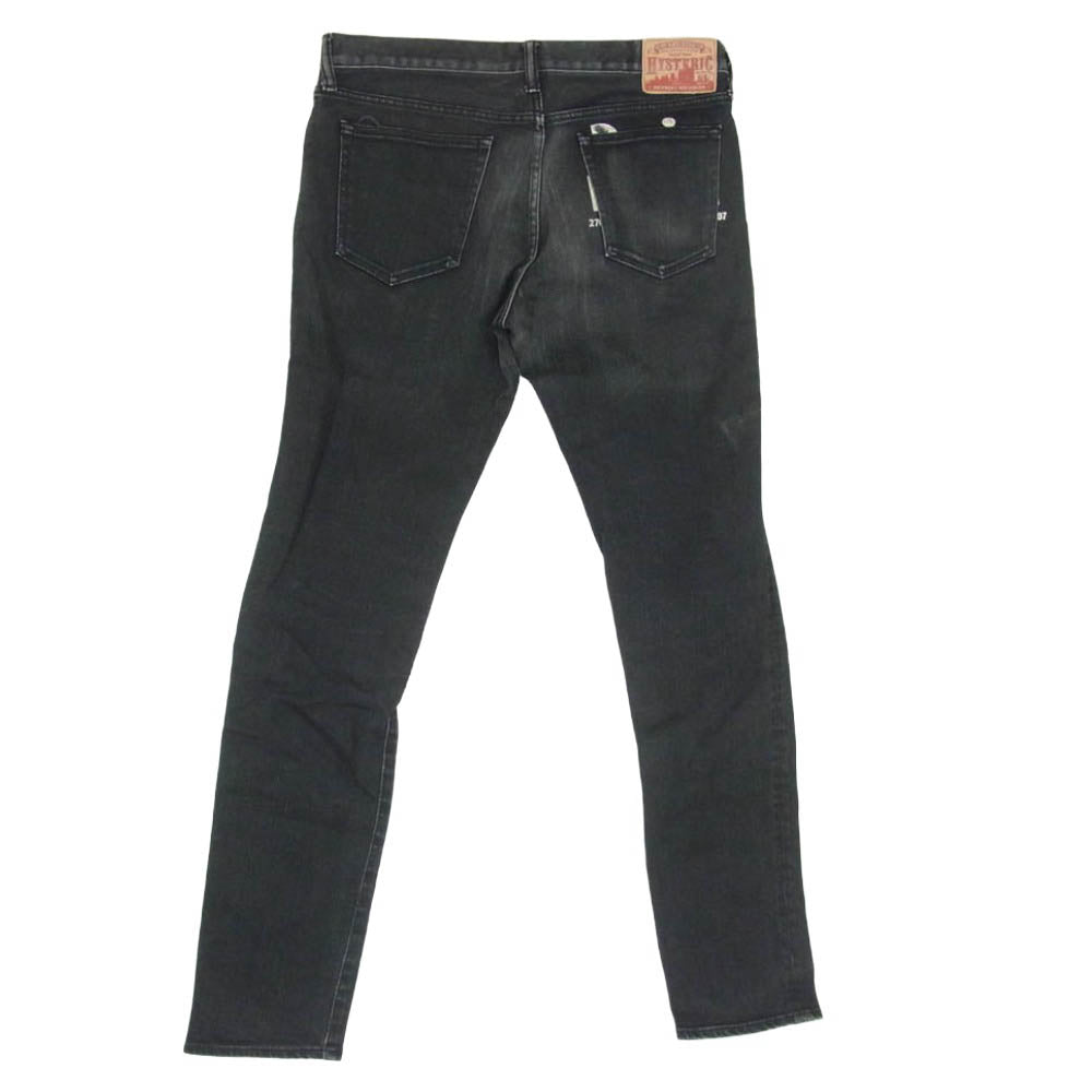 HYSTERIC GLAMOUR ヒステリックグラマー 0243AP13 野口強 USED 加工 S 裏地レオパード デニム スリム パンツ ブラック系 34【中古】
