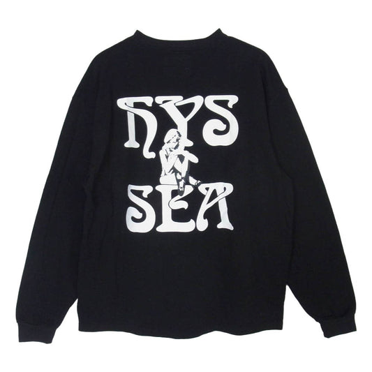 HYSTERIC GLAMOUR ヒステリックグラマー WIND AND SEA ウィンダンシー WDS-C-HYS-24Q2-10 WIND AND SEA ウィンダンシー ガール バックロゴ ロングスリーブ カットソー 長袖 Tシャツ ブラック系 L【中古】